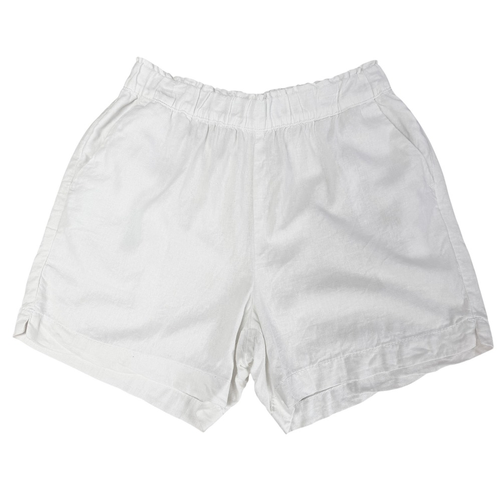 Reitmans White Linen Blend Elastic Waist Pull On Shorts Euro Summer Resort 6